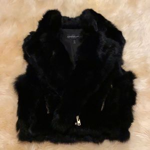 ADRIENNE LANDAU GENUINE RABBIT FUR BLACK VEST SIZE SMALL